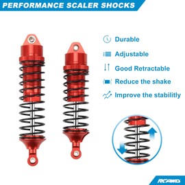 RACWD RC Shock Absorber for 1/10 ARRMA 3S VORTEKS 4X4 BLX Upgrades Parts #ARA4305V3, Front Rear RC Shock Absorber 110mm 90mm, Aluminum Hop Ups for #ARA330722, #ARA330723 (Red)