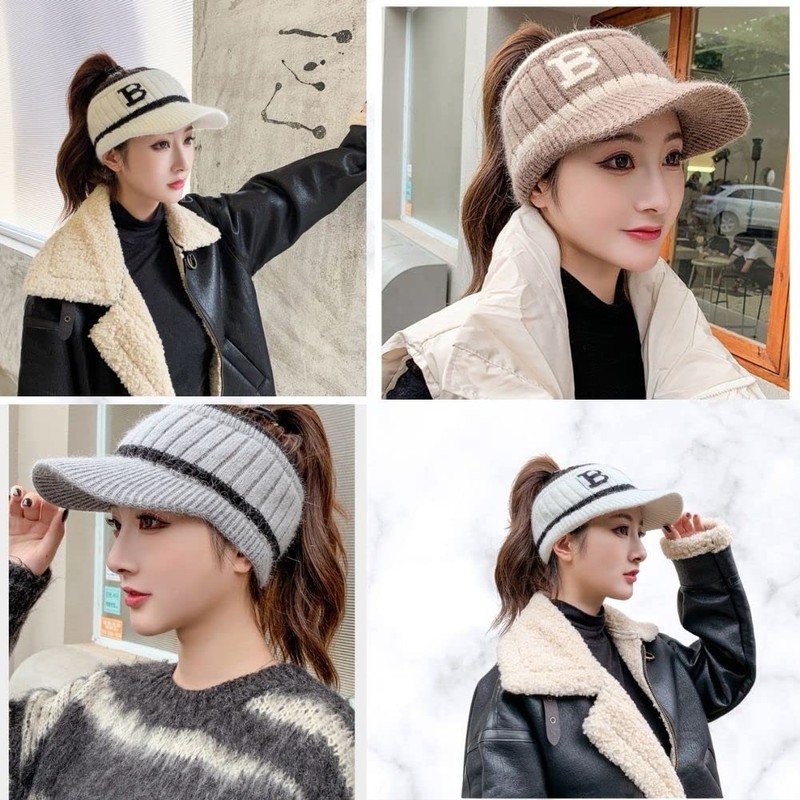 ALVEIN Women's Knit Hat, Sun Visor, Knit Cap, Cold Protection,