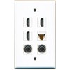RiteAV - 3 HDMI 2 Port 3.5mm 1 Port Cat6 Ethernet White Wall Plate