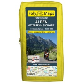 FolyMaps Motorradkarten Alpen Österreich Schweiz: 1:250 000 | foliert | wetterfest | reißfest
