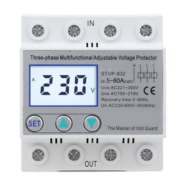 Adjustable Voltage Protector 3-Phase LCD Multifunctional Self-Resetting STVP-932 230v 400VAC(80A )