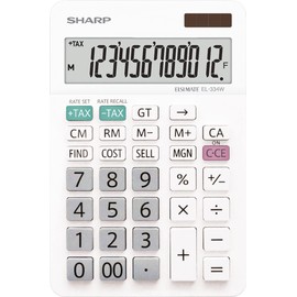 Sharp Tischrechner EL-334W (12-stellig, klappbarer Ständer, Solar) Weiß