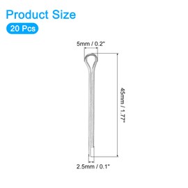 sourcing map 20Pcs 2.5mmx35mm 304 Stainless Steel Cotter Pin, Split Pin Fastener Clips Split Cotter for Household Appliances, Sports Equipment, Car Mechanics Repair (Silver)