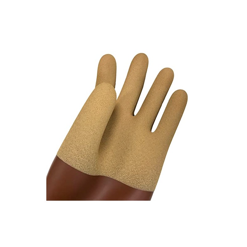 Acid and Alkali Resistant Extra Thick Latex Gloves, Brown, Long