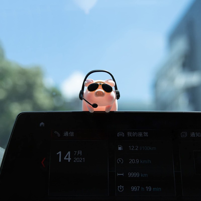 YGMONER LULU the Car Monitor Pig Decor - Cute Lucky