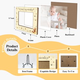 My First Grandchild Wooden Photo Frame Mothers Day Gifts Love Gifts for Grandma Nana, Wooden Photo Frame with Iron Stand for Tabletop or Desktop Display, Home Table Decor (4x6" Horizontal Photo) - 47