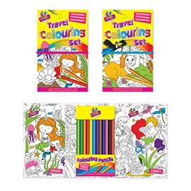 Children Travel Colouring Book Set with 12 Colouring Pencils x 1 Book