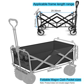 Camping Cart Liner Foldable Wagon Cloth Pocket, Beach Cart Large Capacity Cloth Pocket, for Station Wagons Front and Rear Foldable Cloth Pockets，Replacement Cloth Bags（Size fits Body Length 25"-30"）