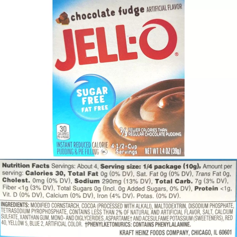 JELL-O Jello Sugar Free Fat Free Pudding Mix Variety Pack