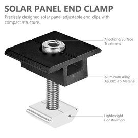 Solar Panel Mount Centre Clamps 30 mm Black: Solar Panel Bracket, Pack of 10 Mounting Solar Module, T-shaped Centre Clamp, PV Photovoltaic Solar Panel Support, Medium Voltage for Framed Panels