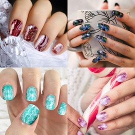 Maitys 168 Pcs 12 Sheets Full Wrap Nail Stickers Polish Strips Gradient Stickers Glitter Self Adhesive DIY Gel Nail Strips Decals with 1 Pcs Fingernail Files for Holiday Decor(Chic Style)