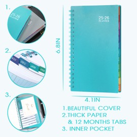 2025-2026 Pocket Calendar/Planner - Weekly & Monthly Pocket Planner for Purse, Jul. 2025 - Jun. 2026, 6.8" x 4.1", Strong Twin - Wire Binding, Plastic Cover