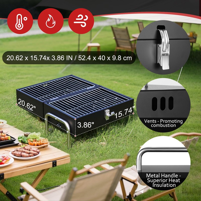 SUNLIFER Portable Charcoal Grill, Table Top Small BBQ Grill For
