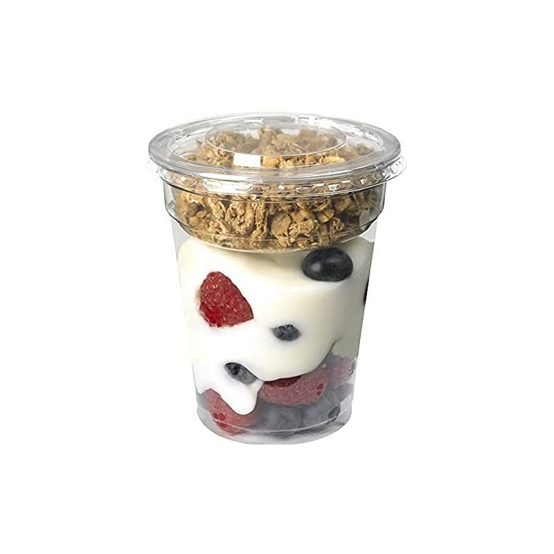 16 oz. Clear Plastic Parfait Cups with Insert Yogurt Fruit