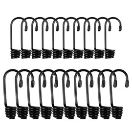 20 PCS Bungee Cord Hooks, 1/4 3/8 Inch Plastic-Coated Bungee Shock Cord Hook, Bungee Cords with Hooks, Suitable for Rowing, Camping, Awning, and Outdoor Enthusiasts (Black)