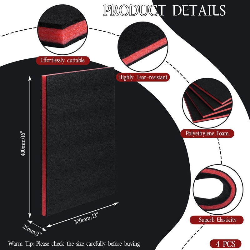 4 Pcs Tool Box Foam Sheet - 16'' x 12''