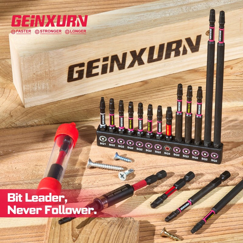 Geinxurn 13pcs 2” 3” 6” Impact #1#2#3 Square Screwdriver Bits
