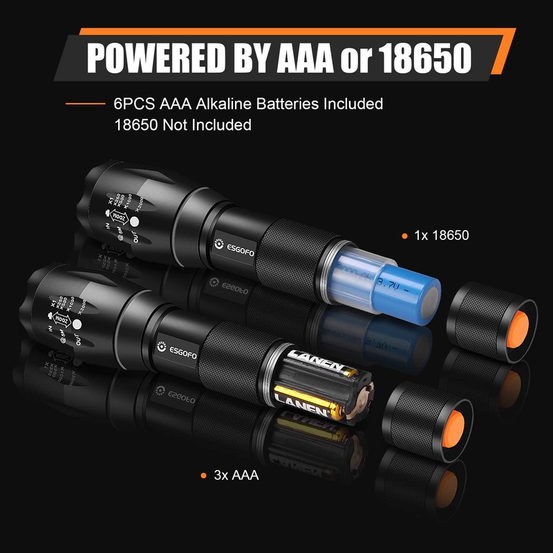 Esgofo LED Flashlights 2 Pack Bright Powerful EDC Handheld Flash