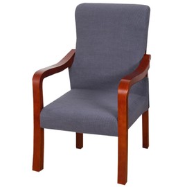 Deisy Dee Stretch Arm Chair Covers, Mid Century Chair Slipcovers, Accent Chair Covers (Dark Grey)