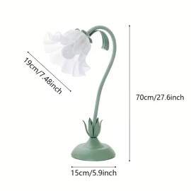 European Style Romantic Flower Table Lamp LED Warm Elegant Nightstand Light for Bedroom Living Room Office Hotel Home LightingBody color: Green, Lamp Power(W): 3.5, Plug Type: US