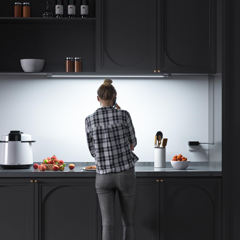 WOBANE LED Under Cabinet Lighting, 24 inch Black Cabinet Light,