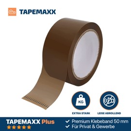FYBR Tapemaxx Plus 6 Rolls Strong Parcel Tape Quiet Packing Tape Packing Tape Packing Tape Parcel Tape Roll Packaging Tape 48 mm x 66 m Brown