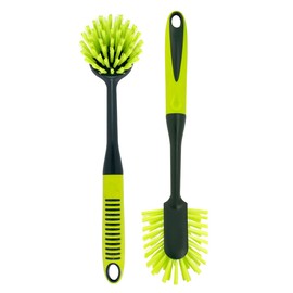 Pine-Sol Scrub Brush Set - Long Handle Cleaning Brushes with Heavy Duty Bristles and Comfort Grip - Scrubbers for Kitchen, Household, and Dishwashing, 2 Pieces