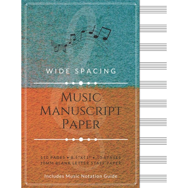 Wide Spacing Music Manuscript Paper (Green & orange cover): Blank