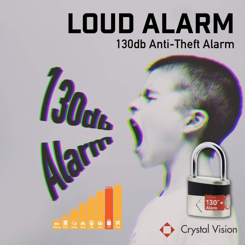Crystal Vision Anti-Theft Loud 130db Alarm Lock Weather Proof Heavy