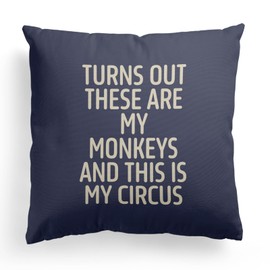 Funny Blue Turns Out These are My Monkeys and This is My Circus Pillow Covers 18x18, Funny Gifts for Boss Coworkers Teachers Family Friends, Funny Home Office Decor, Funny Pillow Covers for Couch Bed
