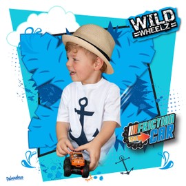 Wild Wheelz - Ocean by Deluxebase. Friction Powered Monster Truck Toy Car. Push the Sea Animal Truck Toy for Kids