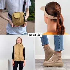 Cinta de gancho y bucle de 5 cm de ancho, color beige, no adhesiva, 1 yarda de longitud, cinta de gancho de nailon bronceado, juego de cierres de tela para bolsas de forma militar, ropa, zapatos, mochilas, manualidades