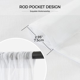 MRTREES Sheer Curtains for Bedroom, Semi Sheer Curtains Voile Net Curtains for Windows Rod Pocket Design, 2 Panels, 54x63 Inch 137x160 CM, White