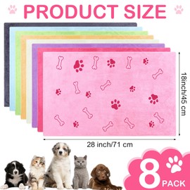 Chumia 8 Pcs Bulk Towels for Drying Dogs Cats Pet Towels Puppy Microfiber Quick Drying Dog Paw Bath Bathing Supplies Absorbent for Medium Pets(Sweet Color,18 x 28 Inch)