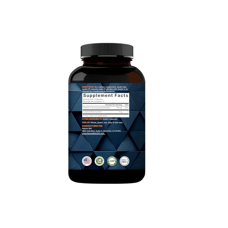 NatureBell Creatine Monohydrate Capsules 5,000mg Per Serving, 500 Count |