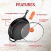 NutriChef 10 Inch Cast Iron Skillet with Lid - Pre-Seasoned