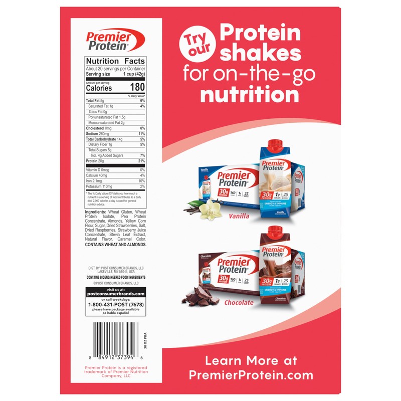 Premier Protein Mixed Berry Almond cereal, high protein cereal, protein