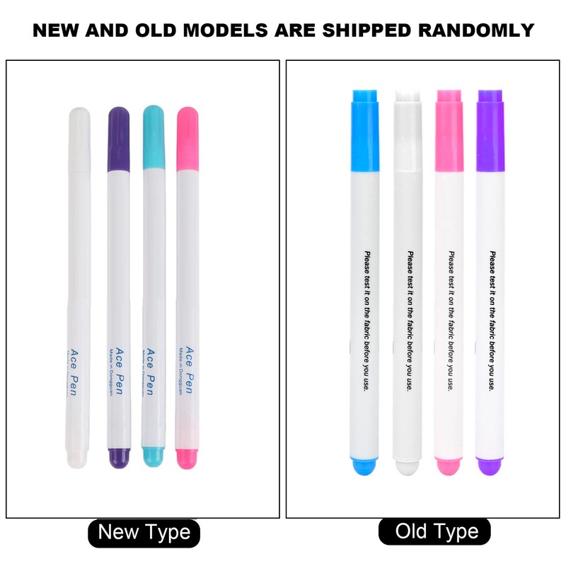Water Erasable Fabric Marking Pens, 4Pcs Water Soluble Pen Auto-Vanishing