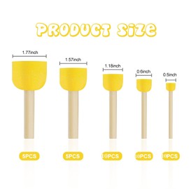 TopBine 35 Pcs Assorted Size Round Sponges Brush Set 5 Sizes DIY Painting Tools- Yellow(5 Sizes)