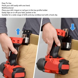 Tape Measure Holder,Drill Holder for Tool Belt,Multifunctional Metal Drill Belt Clip,for Impactors, Nailers, Tape Measures or Any Tool with Hanger Clips