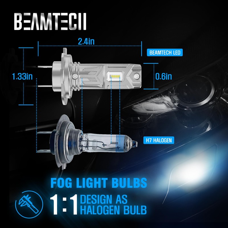 BEAMTECH H7 Bulbs,H7 Light Bulb Plug and Play No Adapter