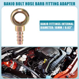 A ABSOPRO Universal Banjo Bolt 16mm ID 10mm OD Banjo Bolt Hose Barb Adapter Replacement for Motorcycle Car Metal Bronze Color (Set of 2)