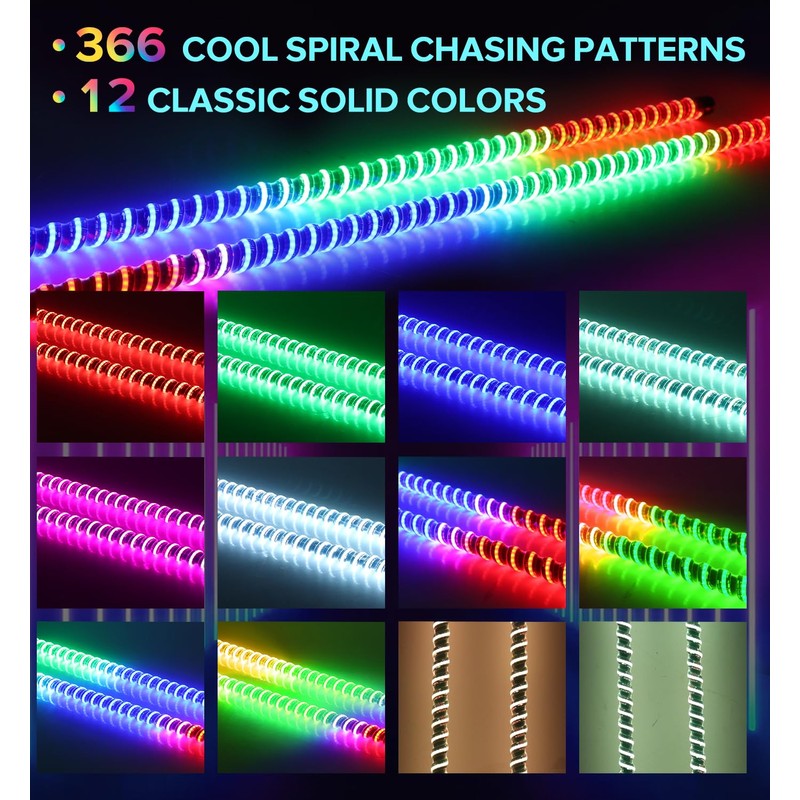 Tavaray 1PC 4FT COB LED Whip Light, Lighted Antenna Whips