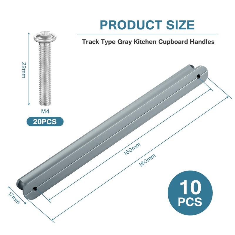 Mynoozi 10 Pack 180mm Long (160mm Hole Centre) Kitchen Cabinet