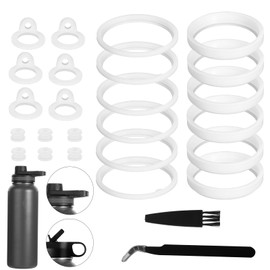 PEUTIER 26pcs Water Bottle Lid Replacement for Thermoflask 24/32/40/64oz, Water Bottle Gasket Replacement Silicone Sealing Ring Water Cup Seal Ring for Water Bottle Straw Lid Chug Lid & Chug Spout