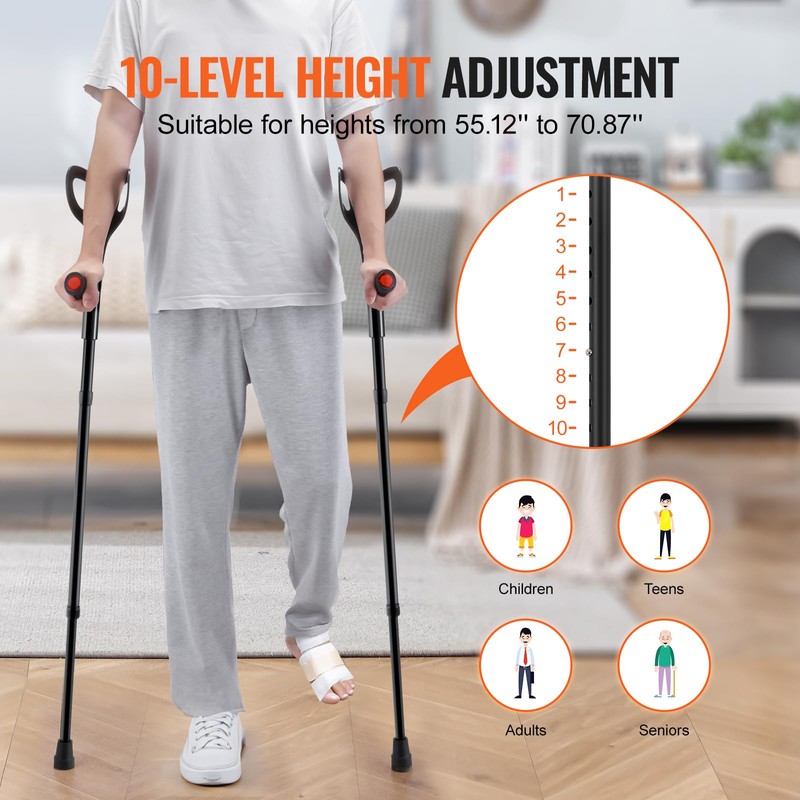 VEVOR Forearm Crutches for Adults, Folding Walking Forearm Crutches with