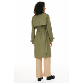 Orolay Women's 3/4 Length Double Breasted Trench Coat Lapel Jacket with Belt Green XS