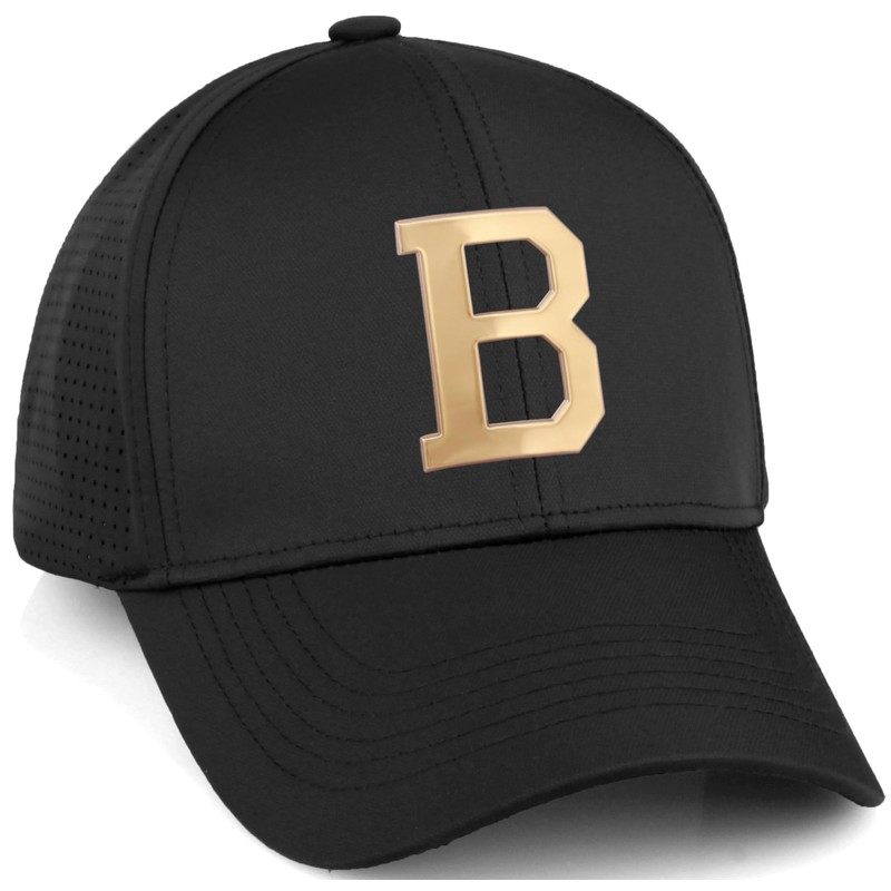 Daxton Performance Cool Tech Baseball Hat - Black Cap, Gold