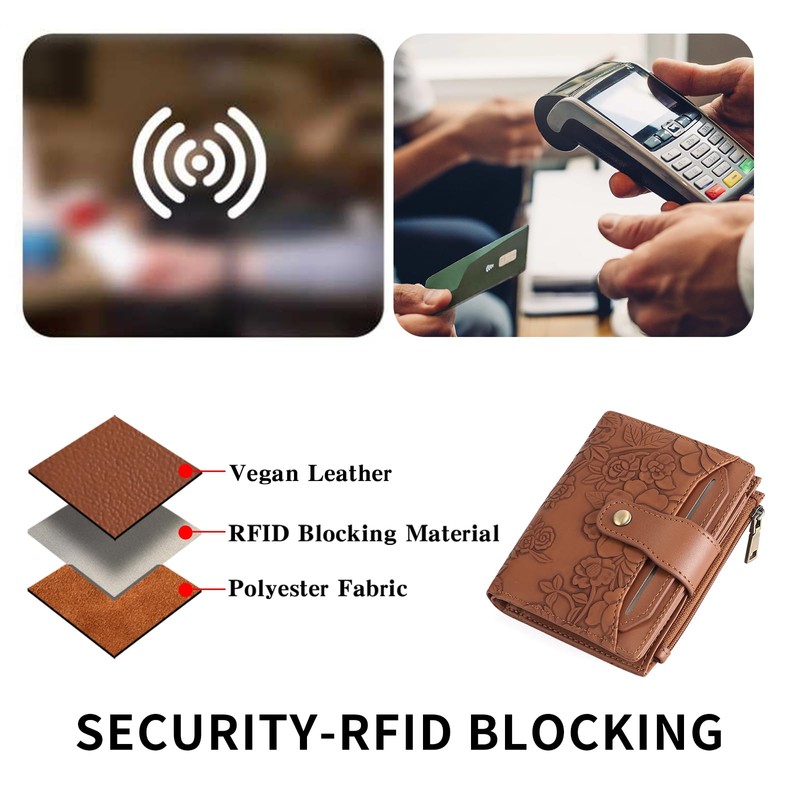 GAEKEAO Wallet for Women RFID Blocking Vegan Leather Bifold Card