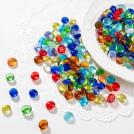 Flat Glass Marble 0.97lb Decorative Glass Gems for Vase Filler DIY,Mix
